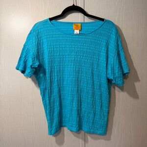 Ruby Rd. Turquoise crinkle Short Sleeve Top